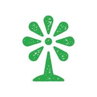 Abstract minimalist green palm tree, flower with petals or fan hand drawn decorative design vector