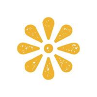 Decorative simple chamomile with yellow petals minimalist symbol grunge texture illustration vector