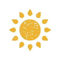Simple sun circle shape with shining beams decorative design grunge texture illustration vector