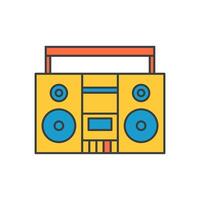 Vintage multicolored record player with handle pop art decorative design cartoon illustration vector