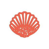 Red natural seashell closed armor for storage pearl hand drawn grunge texture decorative design vector