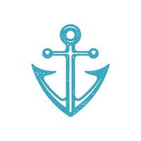 Classical ship anchor angled sharp edges nautical symbol blue grunge texture illustration vector