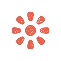 Abstract red sun with lighting beams minimalist simple logotype decorative design grunge texture vector