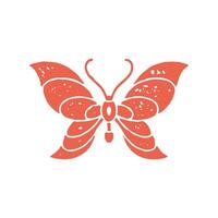 Beautiful ornate creative butterfly with mustache antenna summer spring symbol grunge texture vector