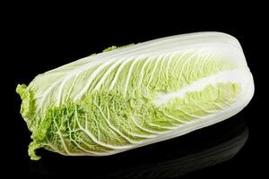 Beijing cabbage close-up isolate on black photo