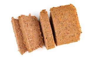 Liver pate sliced on a white background isolate. photo