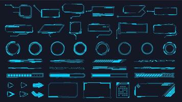 Futuristic interface ui elements. Holographic hud user interface elements, high tech bars and frames. Hud interface icons illustration set vector