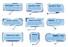 Callouts title frames. Futuristic callout information boxes, hologram interface text window. Digital interface description frames illustration set vector