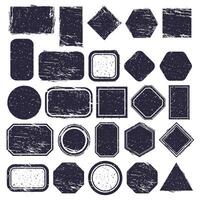 Rubber stamps. Grunge texture labels, retro rubber rectangular and circle frames. Distressed texture stamp illustration set vector