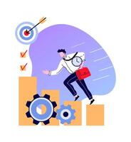 Man climb on staircase to business goal vector