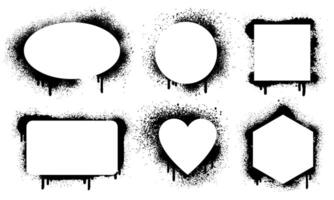 Spray dripping frames. Paint splatter abstract geometric borders. Grunge texture paint splash frames illustration set vector