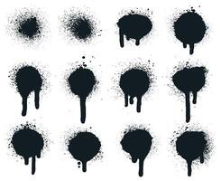 Spray paint dots. Splatter painted drips, grunge art circle texture, graffiti dirty sprayed paints. Abstract paint texture illustration set vector