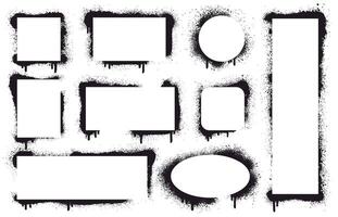 Spray paint frames. Grunge sprayed texture painted borders, abstract paint splatter geometric shapes illustration set. Paint splash banners vector