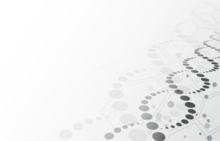 DNA background. Gray abstract helix genetics and hexagon molecular texture with copy space for text, genome engineering science concept vector