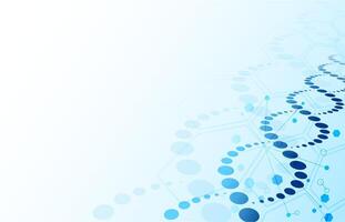 DNA background. Blue abstract helix biotechnology and hexagon molecular texture with copy space for text, genome engineering concept vector