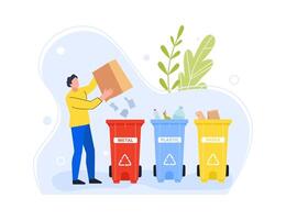 Garbage separation metal plastic and paper. garbage vector