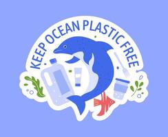 Keep ocean plastic free, global pollution problem vector