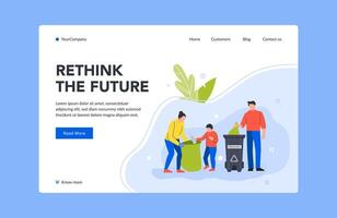 Rethink future landing page collect trash in bin vector