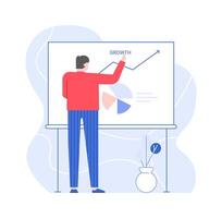 Man presentation chart development on white board vector