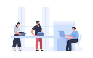 Security control at airport, checking things scanner vector
