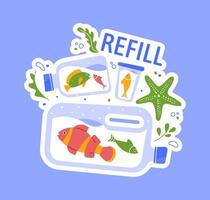 Save sea fauna and flora from plastic vector
