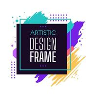 Frame square shape, brush paint artistic design frame vector