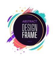 Abstract design frame round with watercolor vibrant vector