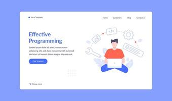 Effective programming landing page, work with script vector