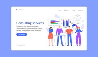 Consulting service for business, professional team landing page vector