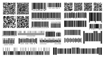 Bar code. Product barcodes and QR codes for digital laser scanning on packaging. Isolated template vector