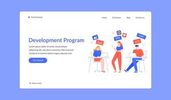 Team development program project landing web page vector