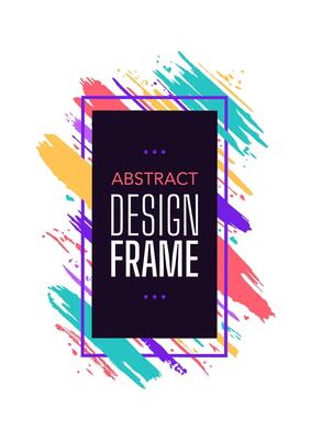 Geometry poster with stroke paintbrush, shape frame modern