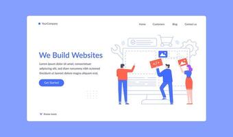 Team build website, create landing web page vector