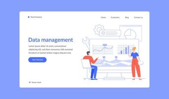 Data management analysis chart business landing page vector