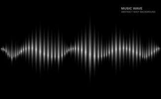 Radio wave. Black and white sound dynamic waveform on dark background. Abstract electronic music futuristic creative concept vector