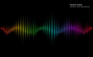 Rainbow sound wave. Multicolor sonic dynamic waveform on dark background. Abstract electronic music futuristic equalizer concept vector