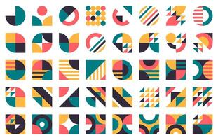 Abstract bauhaus shapes. Modern circles, triangles and squares, minimal style bauhaus figures illustration set. Graphic style design elements vector