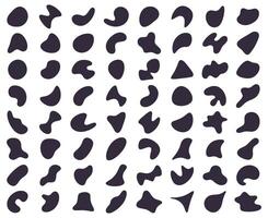 Abstract shapes. Random blob shapes, liquid ink blotch elements isolated illustration set. Blobs random shapes silhouette vector