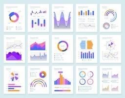 Modern infographic templates set for business analysis. Financial statistic with charts, line graphs vector
