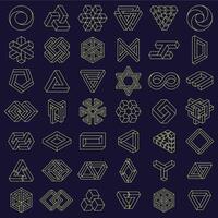Optical Illusion impossible shapes. Geometric square and triangle paradox figures, optical illusion shapes illustration set. Impossible shapes vector