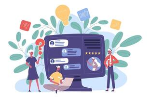 Online customer technical hotline support service. Customer online support advice agents, network technical assistance illustration. Global technical support vector