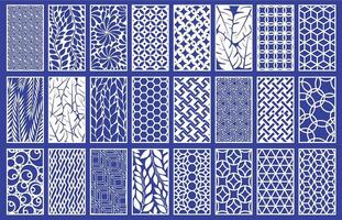 Decorative laser cut panels template with abstract texture. Geometric and floral laser cutting or engraving panel illustration set. Abstract cutting panels template vector