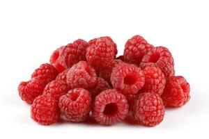 Heap of raspberries on white isolate. photo