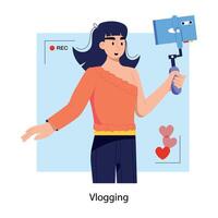 Trendy Vlogging Concepts vector