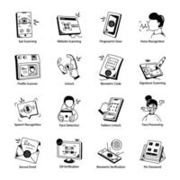 Collection of Biometric Verifications Linear Icons vector