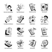 Pack of Biometric Methods Linear Icons vector