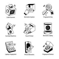 Set of Biometric Recognition Linear Icons vector