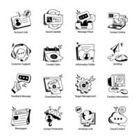 Set of Contact Mediums Hand Drawn Icons vector