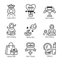 Bundle of Best Mom Line Style Icons vector