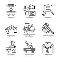 Pack of Labour Day Elements Linear Icons vector